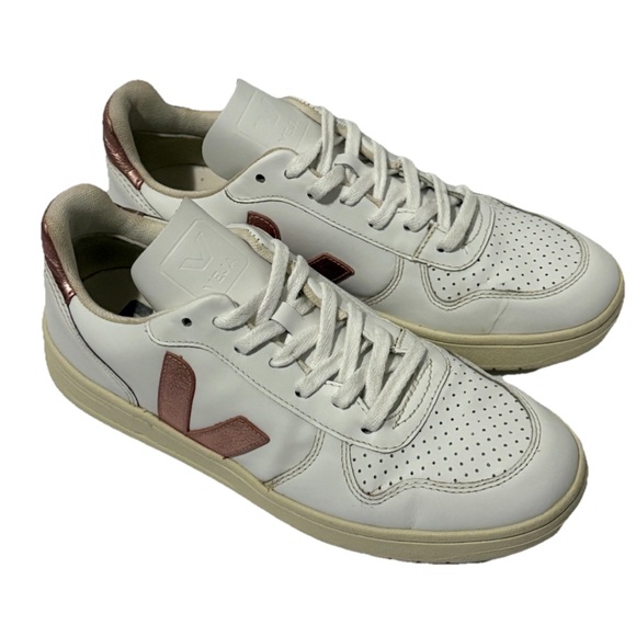 Veja Shoes - Veja V-10 White Metallic Pink Casual Vegan Sneakers Shoes Womens US 8